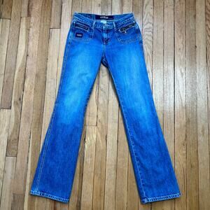 Guess Vintage Y2K Low Rise Bootcut Flare Jeans Hip Huggers Zip Pockets Size 27"
